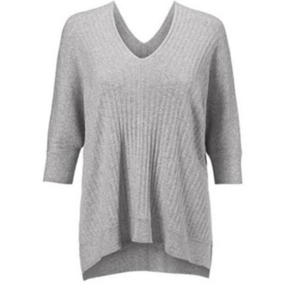 Cabi Watson light gray ribbed dolman sleeve knit sweater size Medium #5451 - Picture 4 of 14